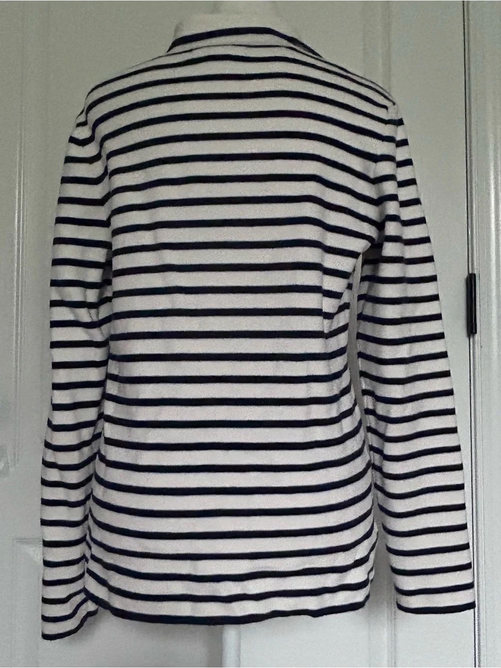 Banana Republic Striped Navy & White Knit Cotton Sweater Women's Size Medium - Picture 7 of 9